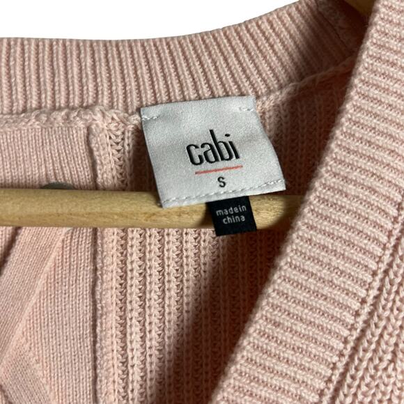 Cabi 3357 Blush Pink Ribbed Knit Lace Up Button Front Cardigan Sweater Size S - Picture 5 of 13